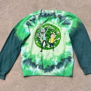 Vibrant Green Tie-Dye Crew Neck Sweater